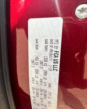 Chrysler Pacifica cena 129700 przebieg: 35800, rok produkcji 2019 z Kuźnia Raciborska małe 497